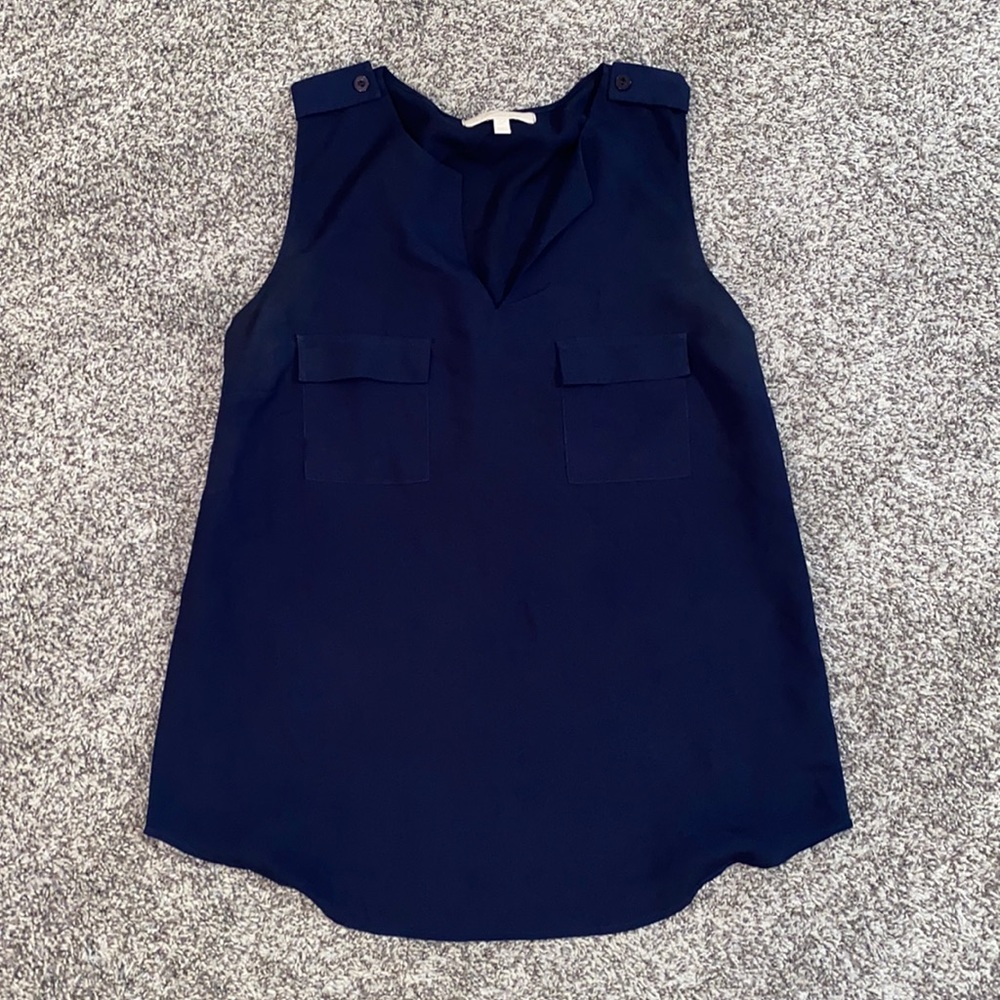 Navy Sleeveless Blouse